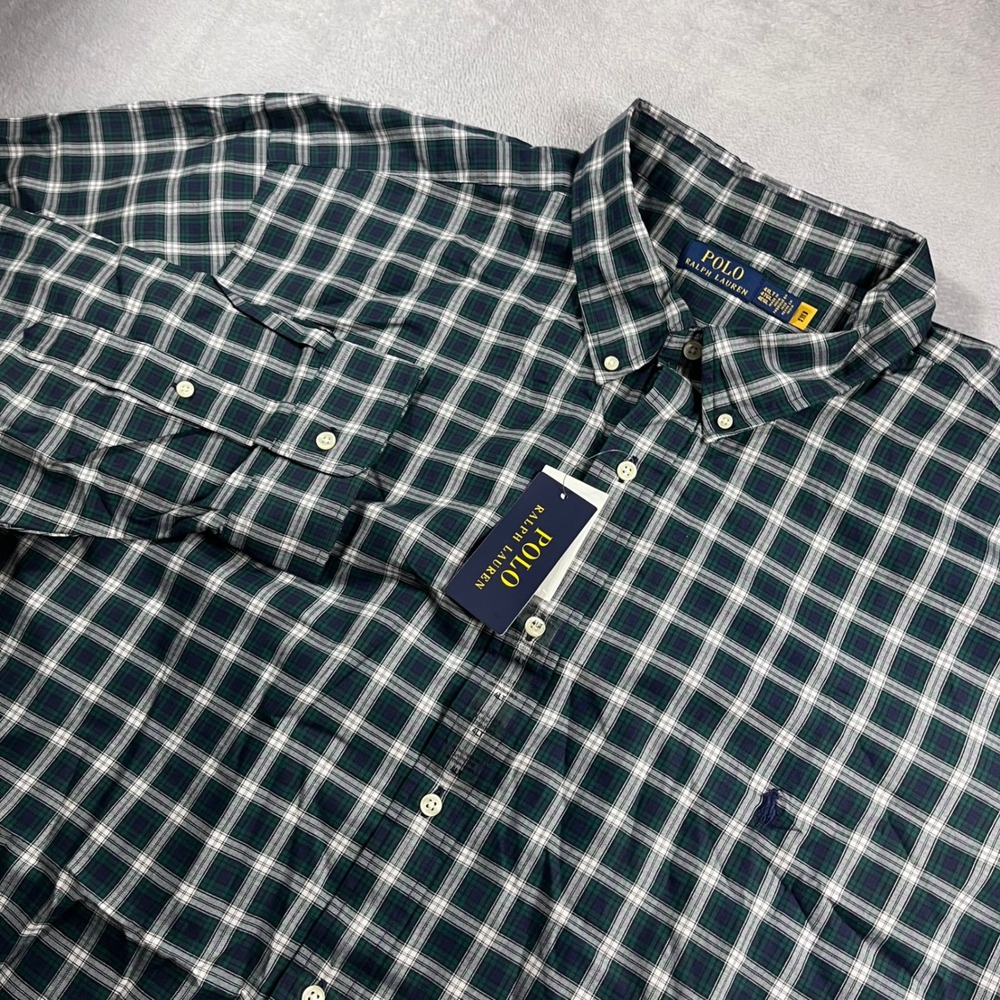 Polo Ralph Lauren Mens 4XLT Green Plaid Button Down Shirt Long Sleeve Big & Tall